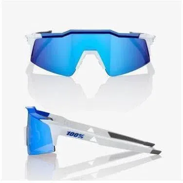 100% Eyewear Speedcraft SL Matte White/Metallic Blue, Hiper blue multilayer mirror lens