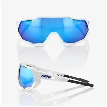 100% Eyewear Speedtrap Matte White with, Hiper blue multilayer mirror lens 100% Eyewear Speedtrap Matte White with, Hiper blue multilayer mirror lens