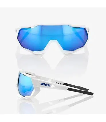 100% Eyewear Speedtrap Matte White with, Hiper blue multilayer mirror lens 100% Eyewear Speedtrap Matte White with, Hiper blue multilayer mirror lens