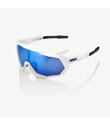100% Eyewear Speedtrap Matte White with, Hiper blue multilayer mirror lens 100% Eyewear Speedtrap Matte White with, Hiper blue multilayer mirror lens