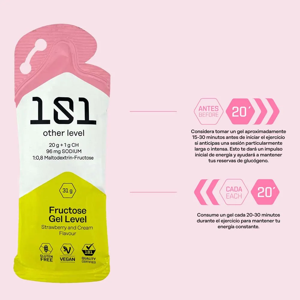 101 Other Level Fructose Gel Level Boks Med Energigeler Fløte Og Jordbær 31g 24 Enheter, One size 101 Other Level Fructose Gel Level Boks Med Energigeler Fløte Og Jordbær 31g 24 Enheter, One size