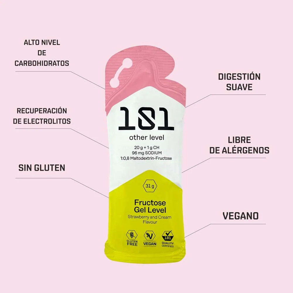 101 Other Level Fructose Gel Level Boks Med Energigeler Fløte Og Jordbær 31g 24 Enheter, One size 101 Other Level Fructose Gel Level Boks Med Energigeler Fløte Og Jordbær 31g 24 Enheter, One size