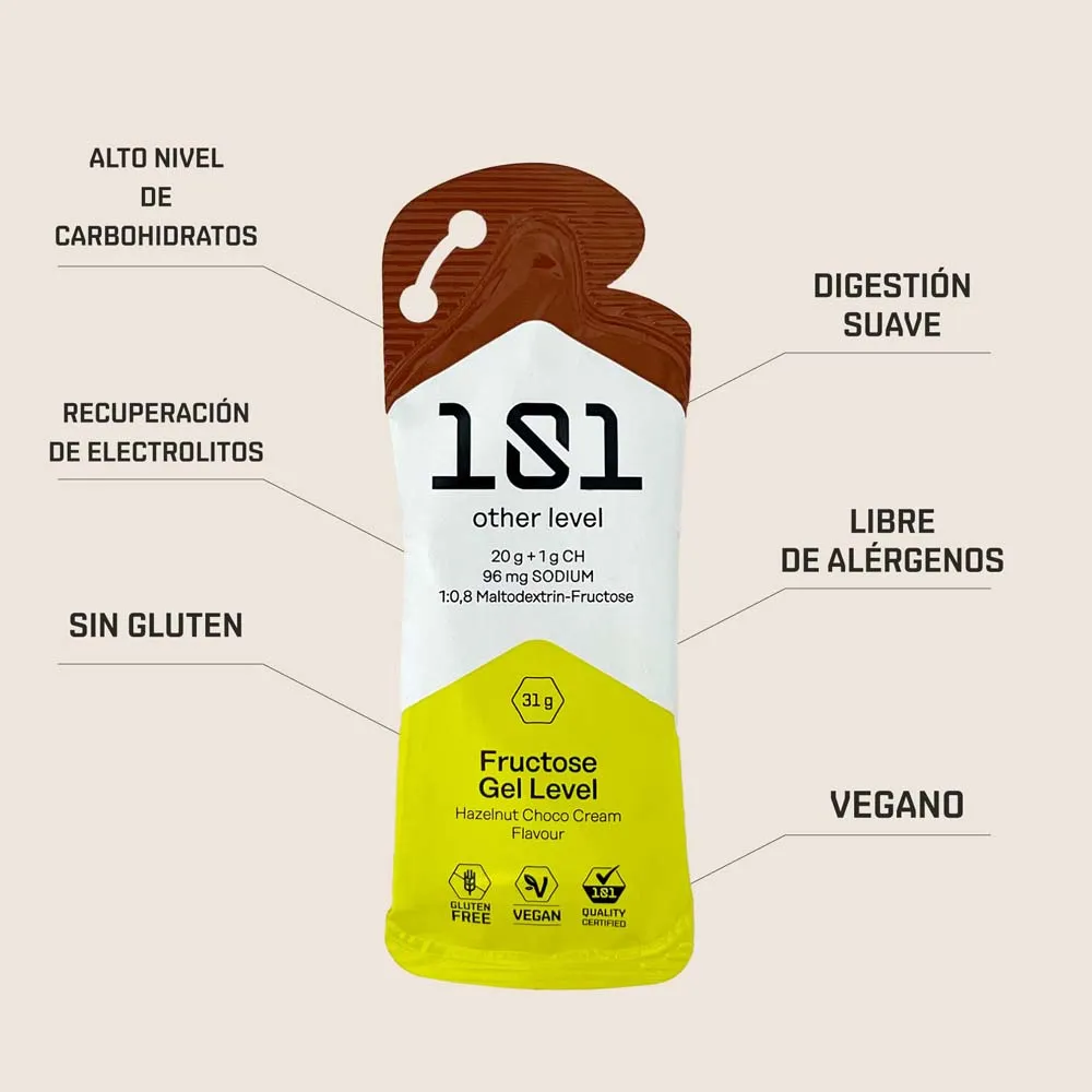 101 Other Level Fructose Gel Level Boks Med Energigeler Hasselnøtt&sjokolade&krem 31g 24 Enheter, One size