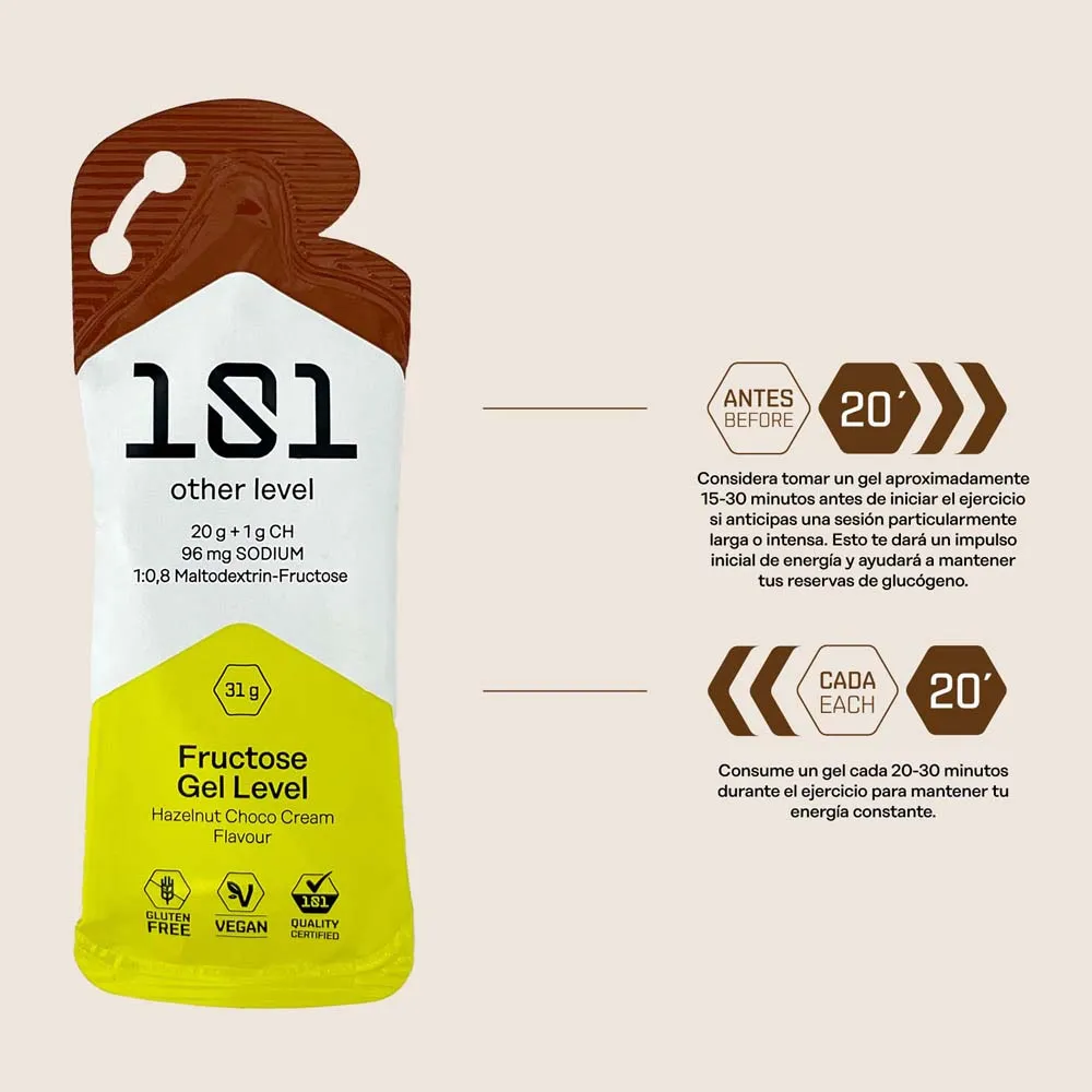 101 Other Level Fructose Gel Level Boks Med Energigeler Hasselnøtt&sjokolade&krem 31g 24 Enheter, One size