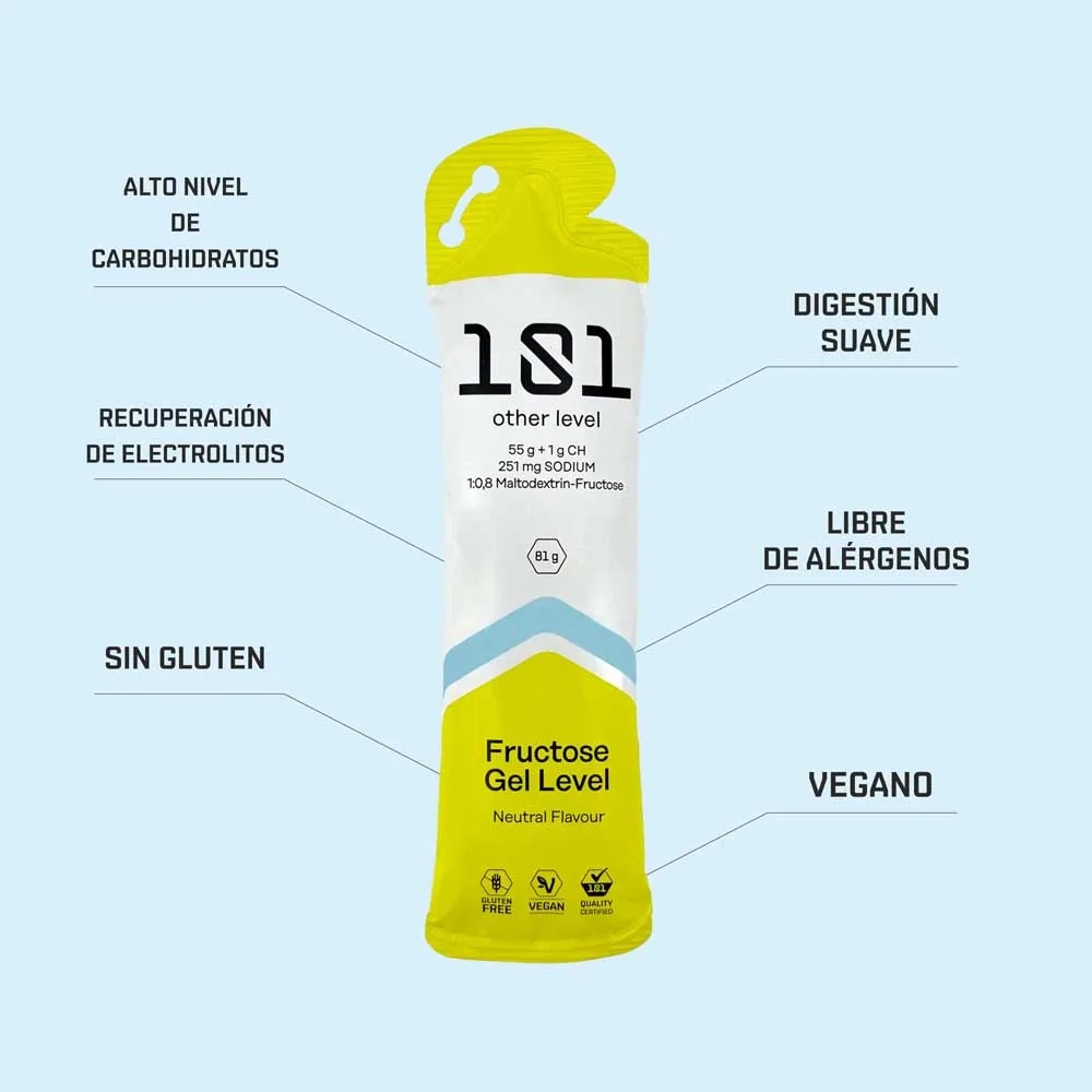 101 Other Level Fructose Gel Level Boks Med Energigeler Nøytral Smak 81g 24 Enheter, One size