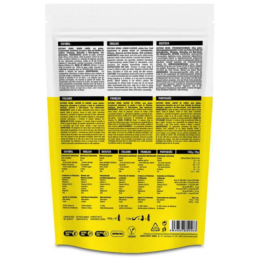 226ERS Isotonisk Pulverdrikk Sitron 1kg, One size