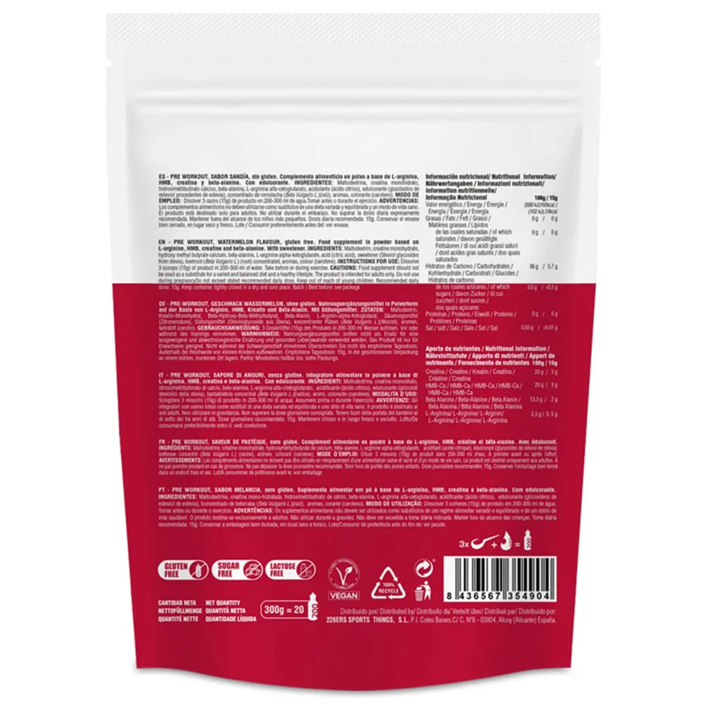 226ERS Pre-workout Pulver Vannmelon 300g, Clear, One Size