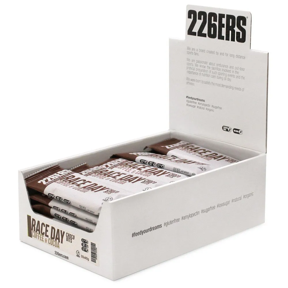 226ERS Race Day Choco Bits Energibar Boks Kaffe 40g 30 Enheter, One size, One Size