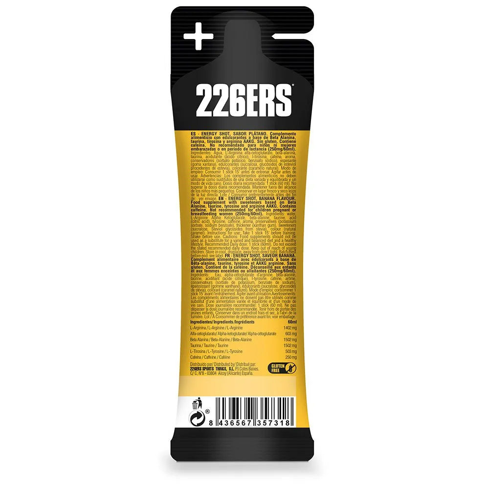 226ERS Shot Extreme 250mg Caff Energidrikk Enkeltdoseboks Banan 60ml 24 Enheter, One size