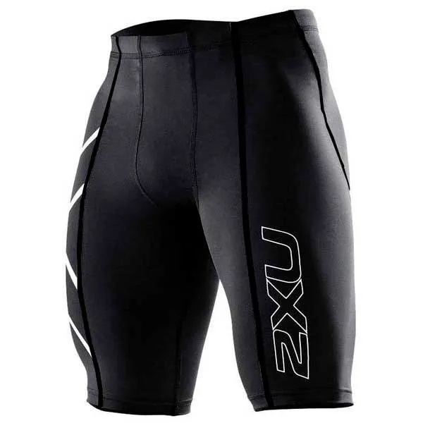 2XU Compression Logo Korte Leggings male, Black / silver, Regular 2XU Compression Logo Korte Leggings male, Black / silver, Regular