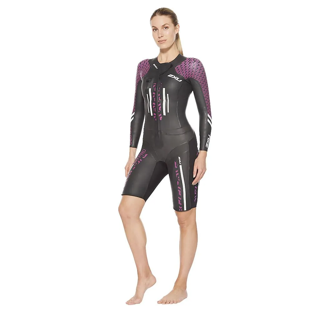 2XU P:1 Propel Trisuit Med Lange Ermer female, Black / very berry print 2XU P:1 Propel Trisuit Med Lange Ermer female, Black / very berry print