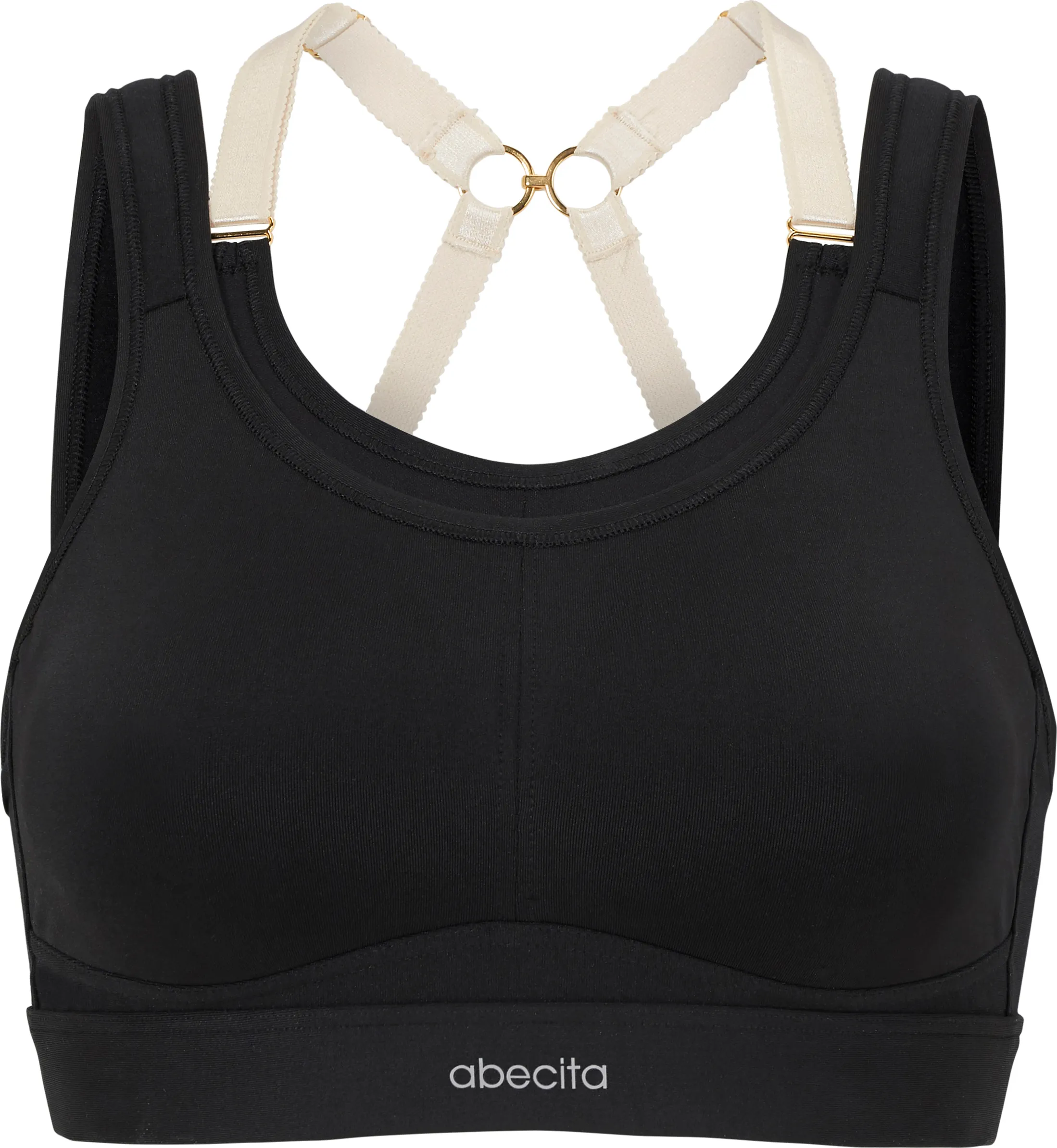 Abecita Women's Powerful Sport Bra Moulded Cups, Black Abecita Women's Powerful Sport Bra Moulded Cups, Black