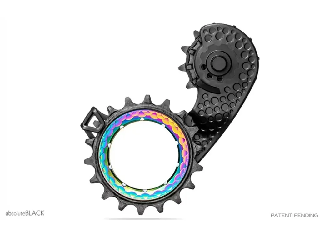 absoluteBLACK HOLLOWcage Tannhjul Shimano R8000/R9100 Svart/Oil Slick, Multifarget/svart