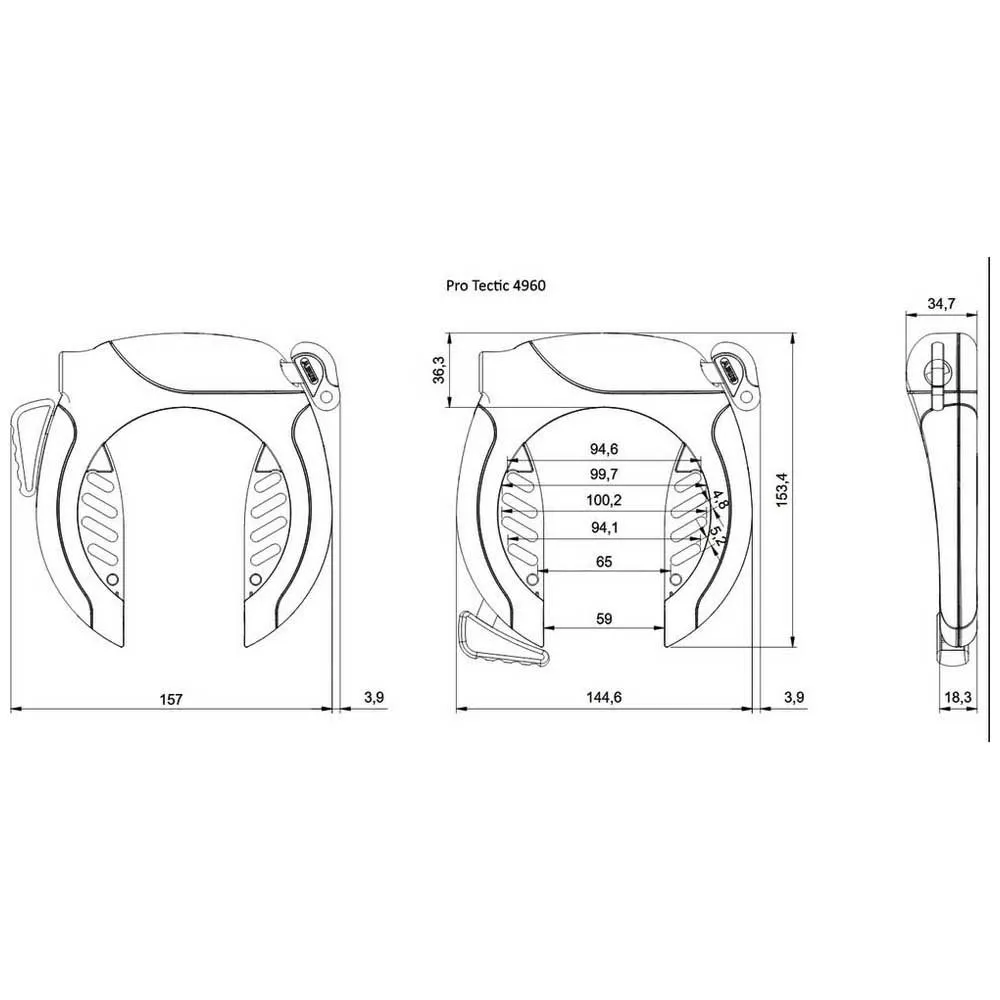 ABUS Pro Tectic 4960 Lh Nkr Sykkelrammelås, Black, 109 x 59 x 8.5mm