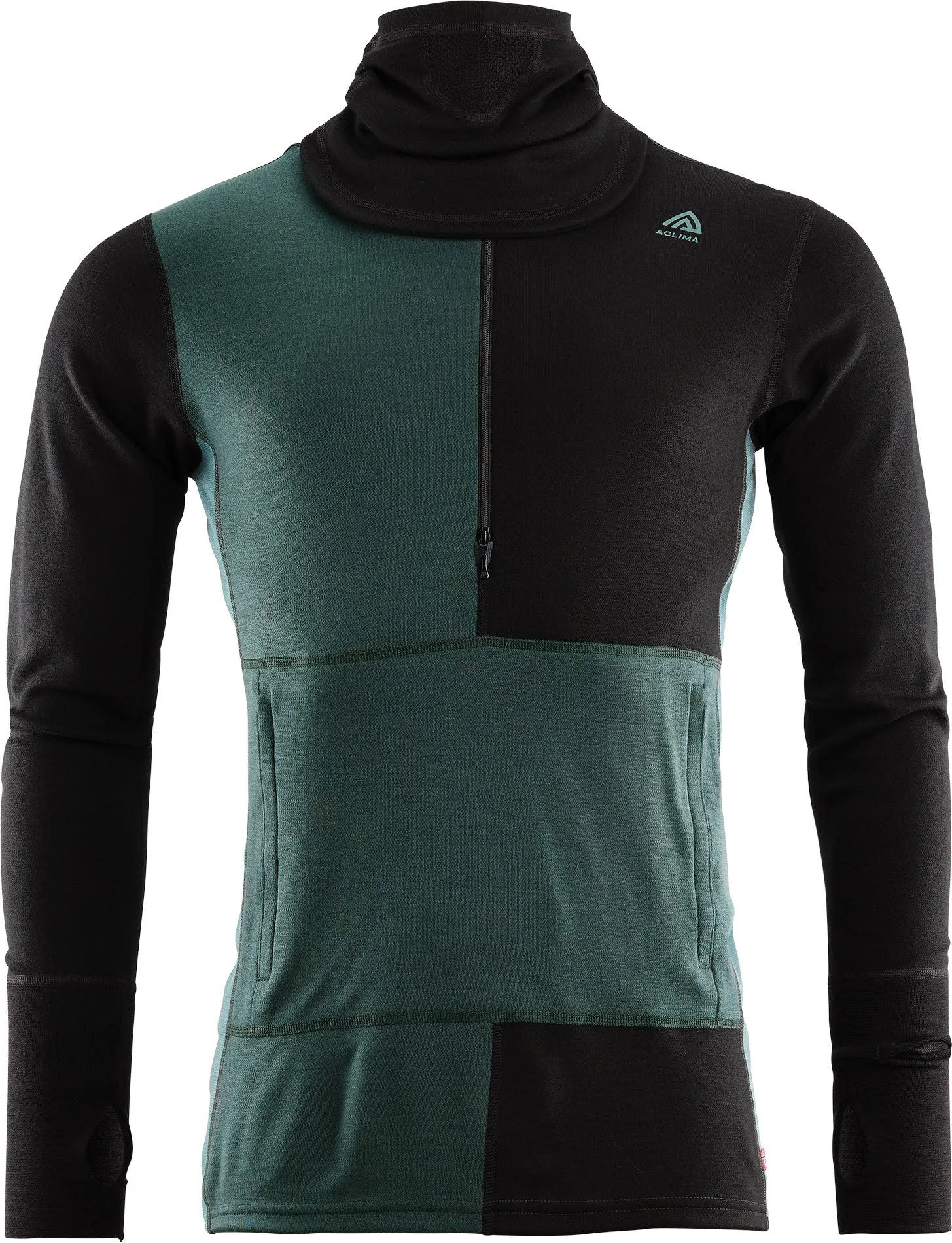 Aclima Men's WarmWool Hoodsweater with Zip Olive Night/Dill/Marengo Aclima Men's WarmWool Hoodsweater with Zip Olive Night/Dill/Marengo