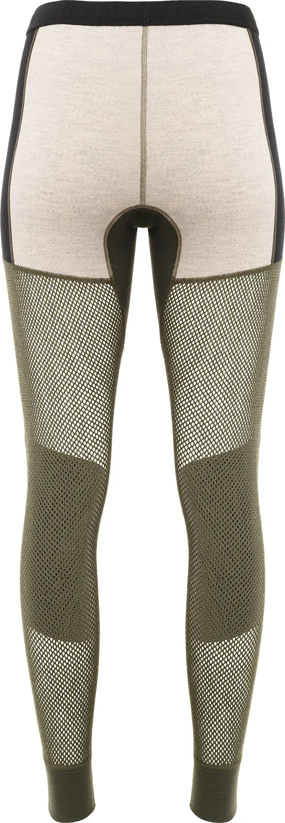Aclima Women's WoolNet Hybrid Longs Olive Night/Beige Melange/Jet Black