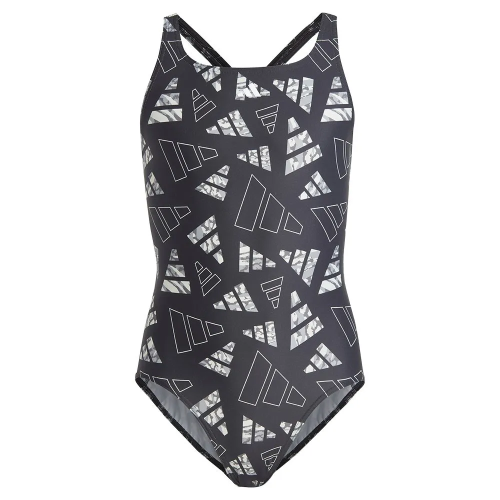 adidas 3 Bar Logo Graphic Badetøy female, Black / wonsil, 7-8Y