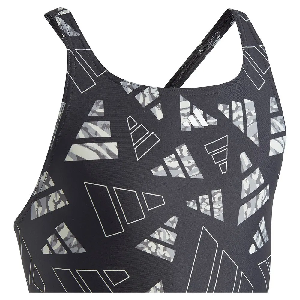 adidas 3 Bar Logo Graphic Badetøy female, Black / wonsil, 7-8Y