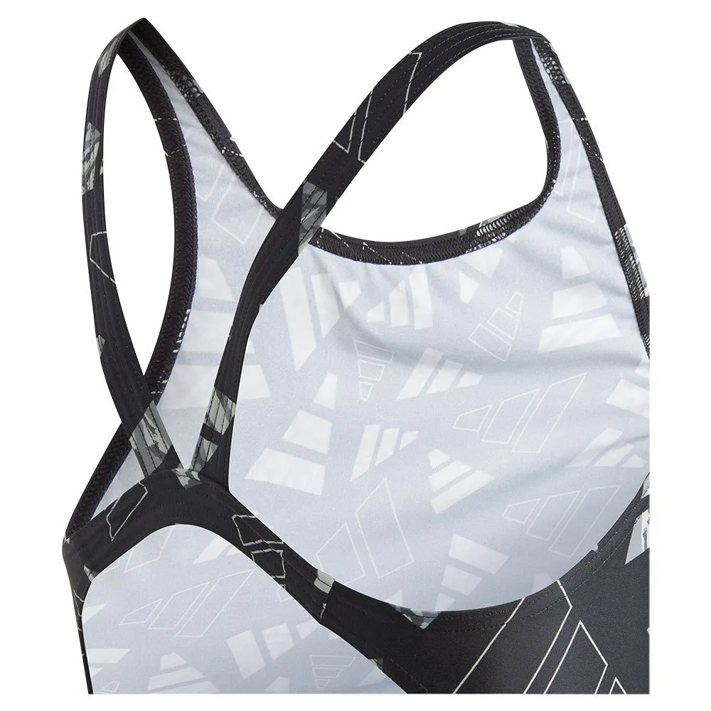 adidas 3 Bar Logo Graphic Badetøy female, Black / wonsil, 7-8Y