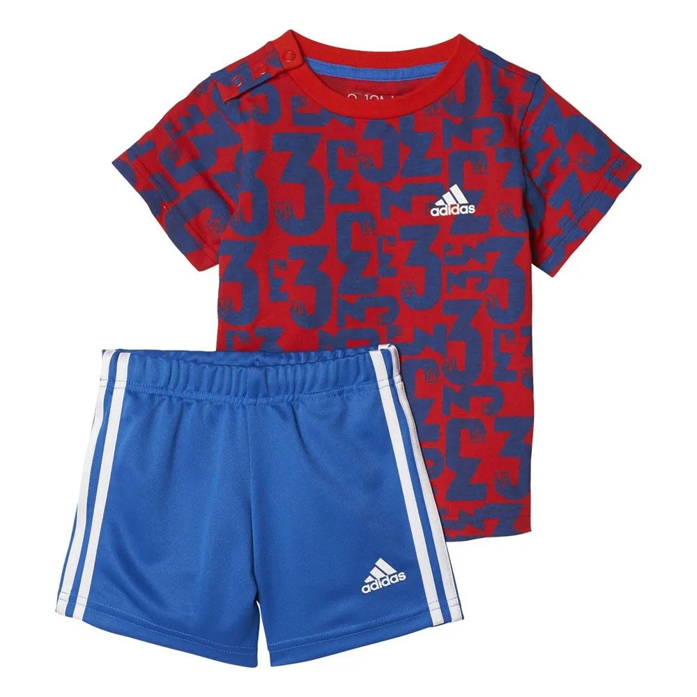 adidas I Summer Set Country Kortarmet T-skjorte male, Top scarlet / blue bottom blue / white