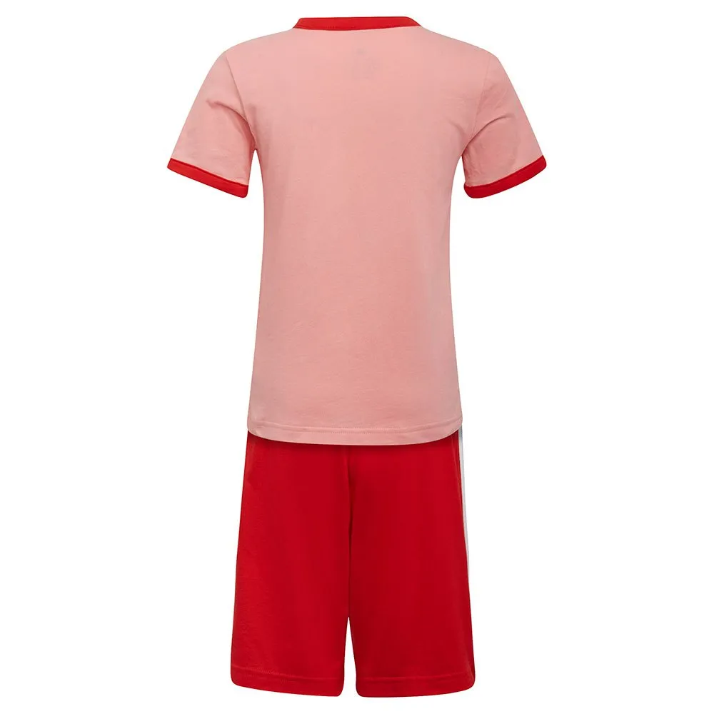 adidas Logo Kortskjorte Sett, Glory pink / vivid red / vivid red s21 / white, 5-6Y