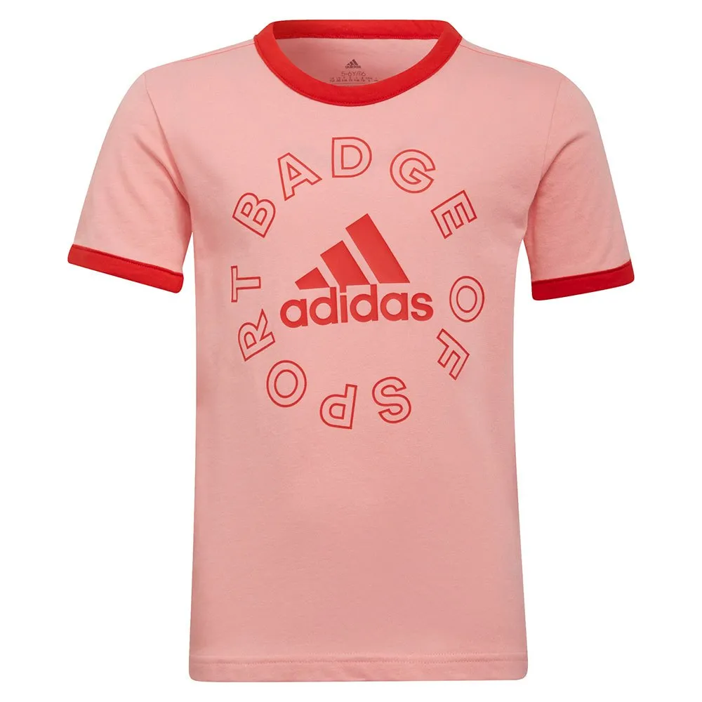 adidas Logo Kortskjorte Sett, Glory pink / vivid red / vivid red s21 / white, 5-6Y