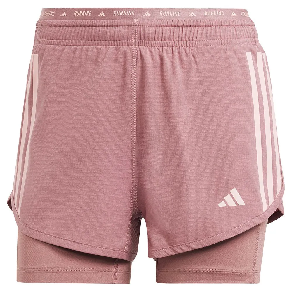 adidas Own The Run 3 Stripes 2in1 Shorts female, Preloved crimson