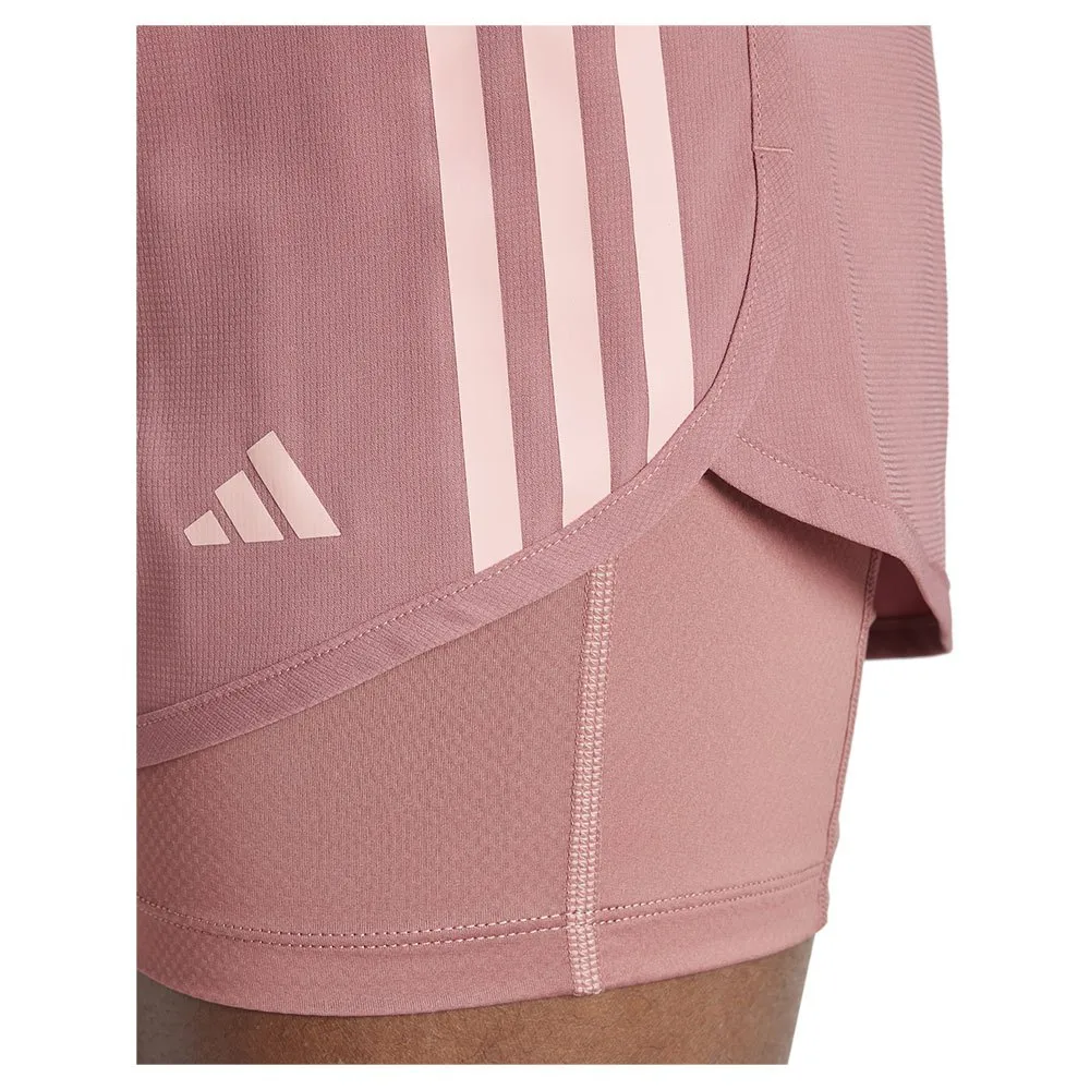 adidas Own The Run 3 Stripes 2in1 Shorts female, Preloved crimson