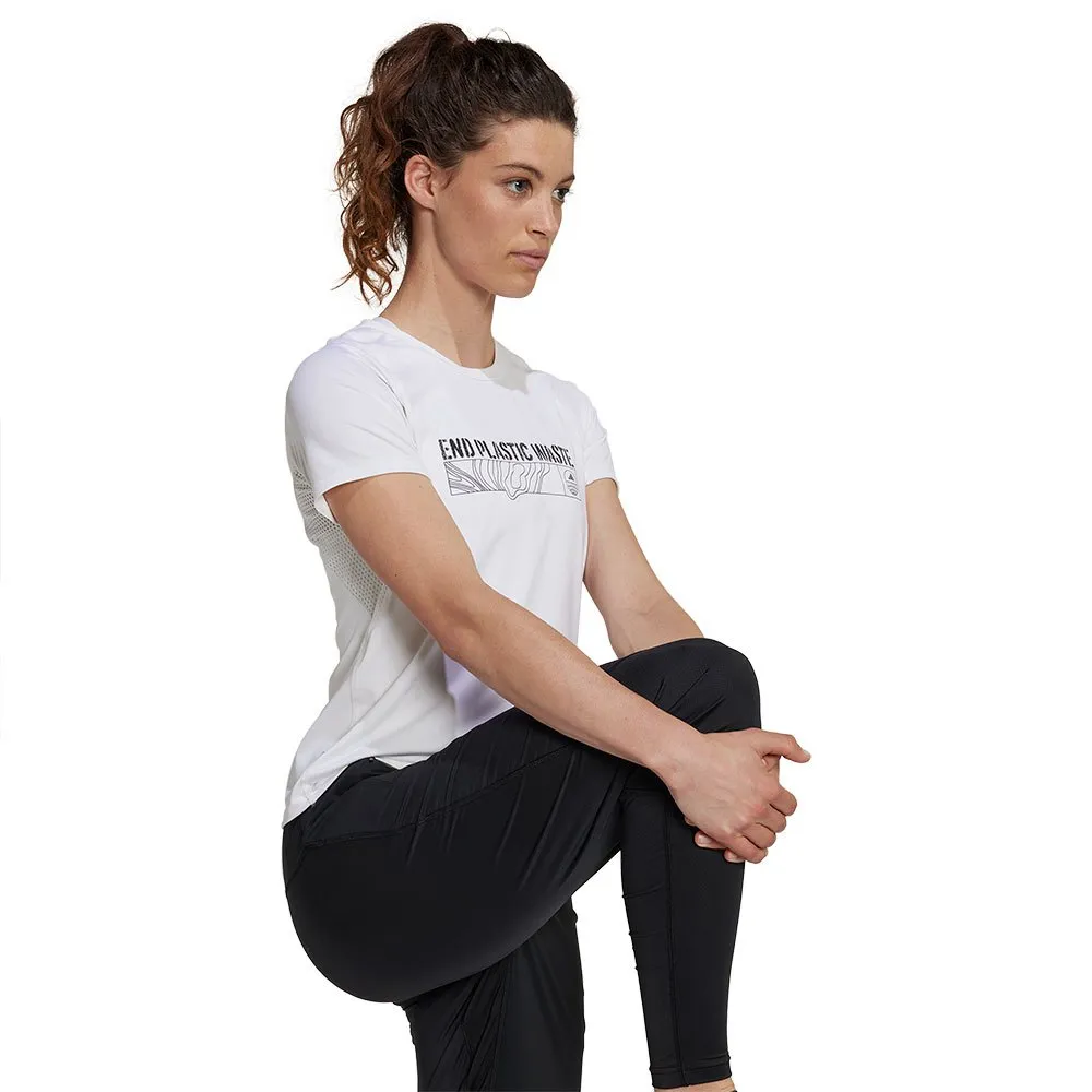 adidas Parley Run Fast Kortarmet T-skjorte female, White adidas Parley Run Fast Kortarmet T-skjorte female, White