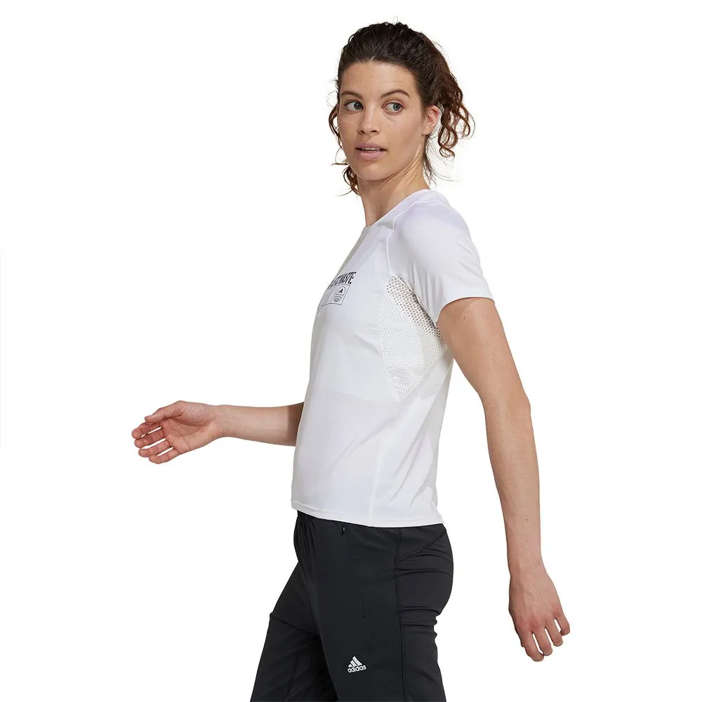 adidas Parley Run Fast Kortarmet T-skjorte female, White adidas Parley Run Fast Kortarmet T-skjorte female, White