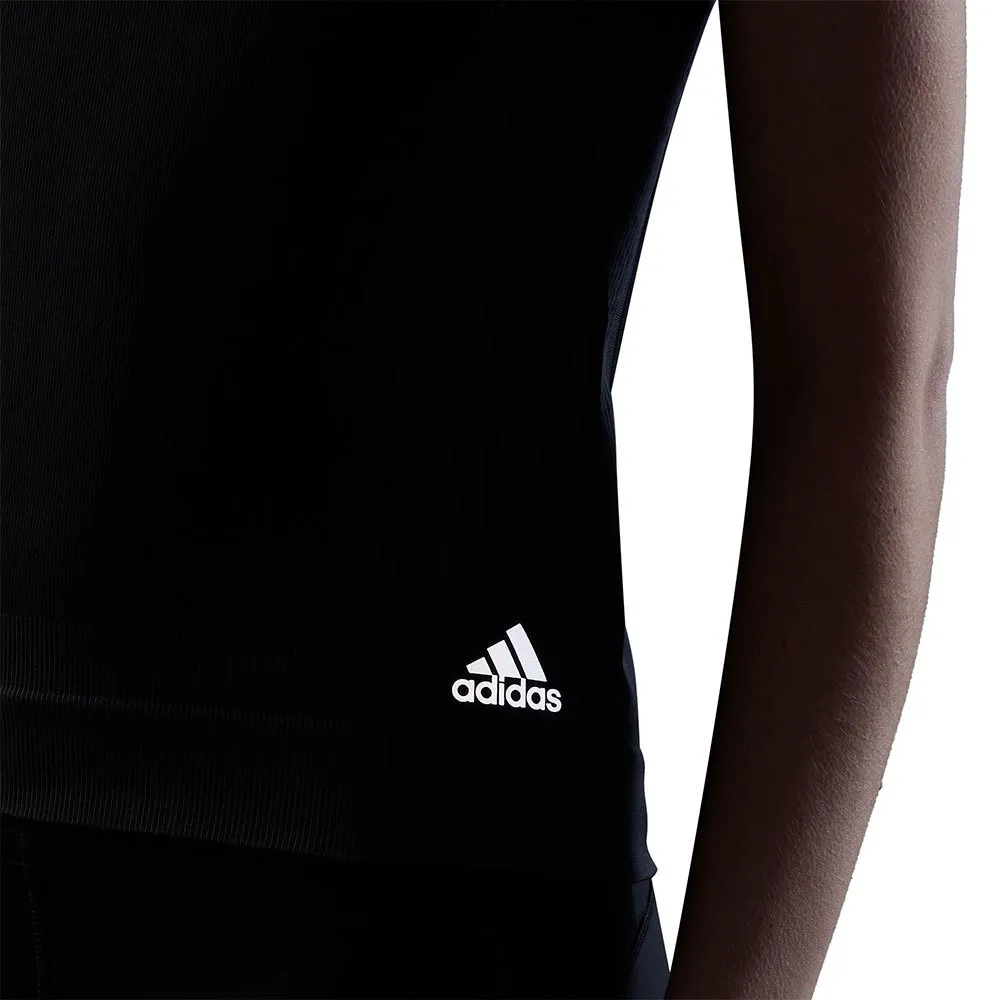 adidas Primeknit Kortarmet T-skjorte female, Black / dgh solid grey