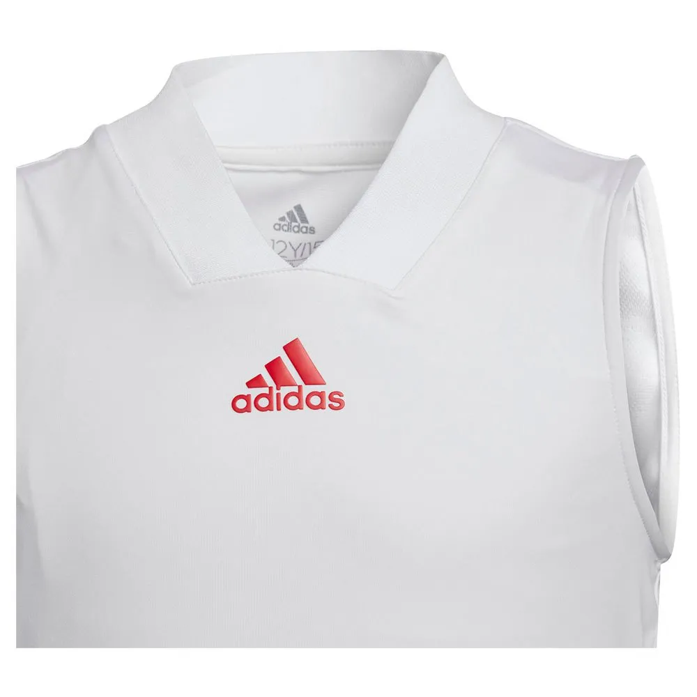 adidas Q3 Match Ermeløs T-skjorte, White / scarlet, 7-8Y adidas Q3 Match Ermeløs T-skjorte, White / scarlet, 7-8Y