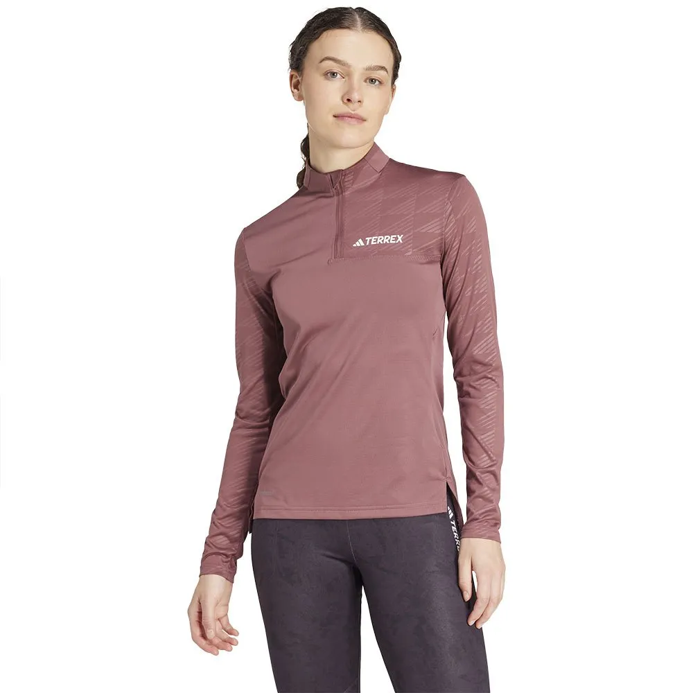adidas Terrex Multi Halv Glidelås Langarmet T-skjorte, Quiet crimson adidas Terrex Multi Halv Glidelås Langarmet T-skjorte, Quiet crimson