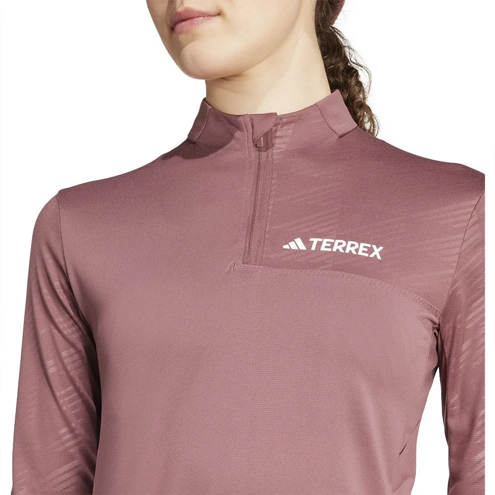 adidas Terrex Multi Halv Glidelås Langarmet T-skjorte, Quiet crimson adidas Terrex Multi Halv Glidelås Langarmet T-skjorte, Quiet crimson