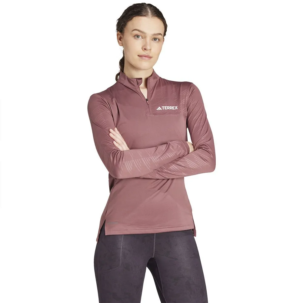 adidas Terrex Multi Halv Glidelås Langarmet T-skjorte, Quiet crimson adidas Terrex Multi Halv Glidelås Langarmet T-skjorte, Quiet crimson