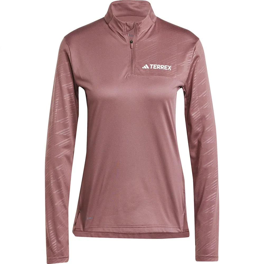 adidas Terrex Multi Halv Glidelås Langarmet T-skjorte, Quiet crimson adidas Terrex Multi Halv Glidelås Langarmet T-skjorte, Quiet crimson