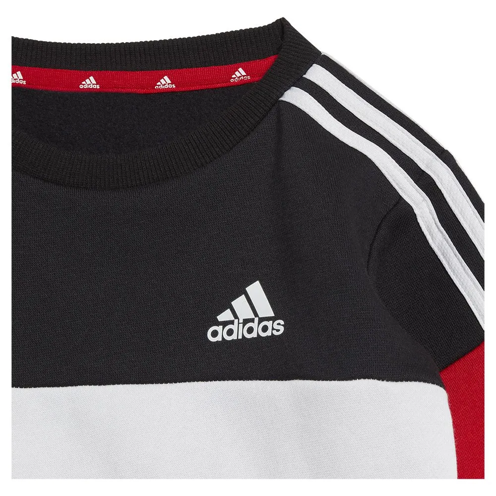 adidas Tiberio 3 Stripes Colorblock Langarmet Sett, Black / white / betsca, 0-3MON adidas Tiberio 3 Stripes Colorblock Langarmet Sett, Black / white / betsca, 0-3MON