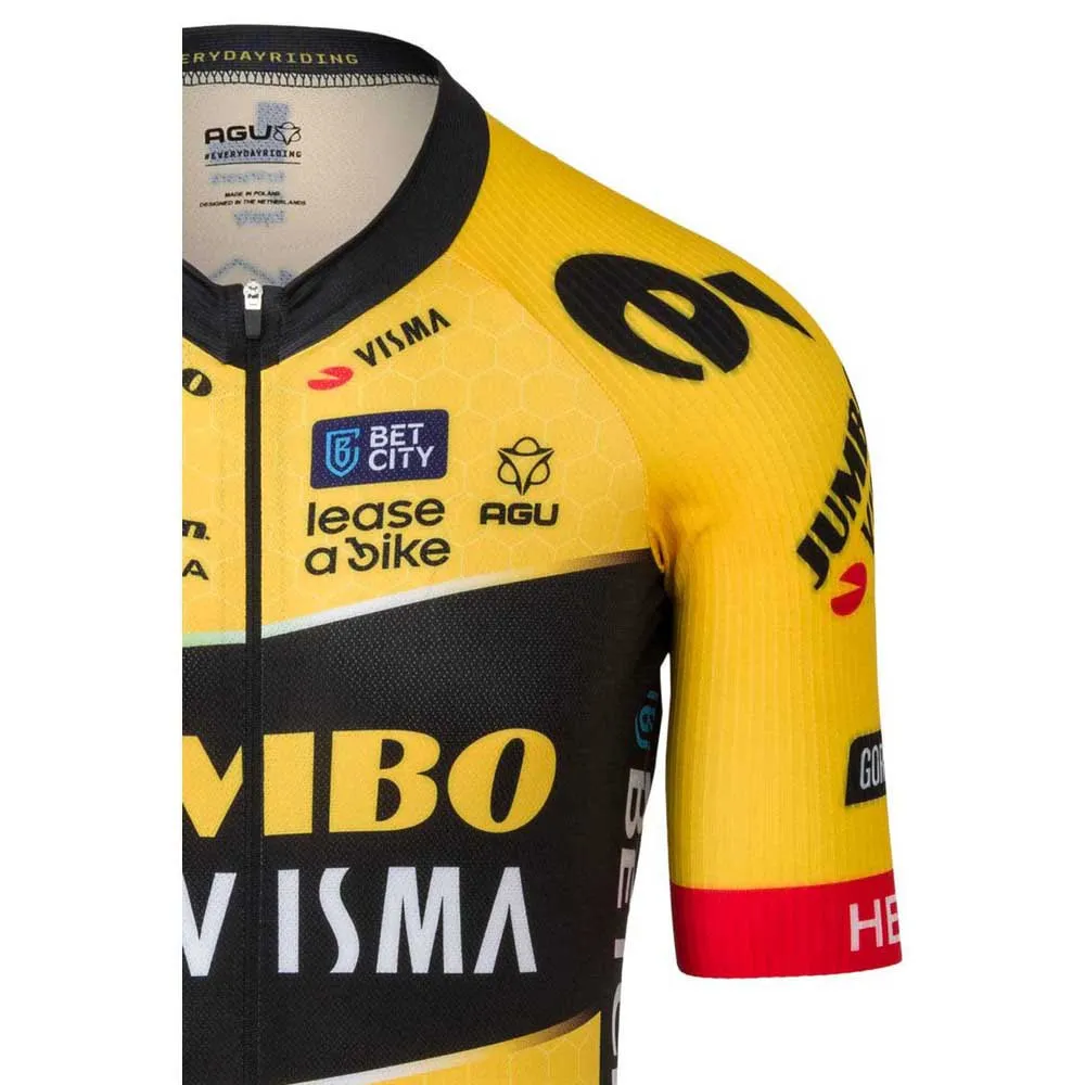 AGU Jumbo-visma Premium Replica 2023 Kort Ermet Trøye, Black / yellow