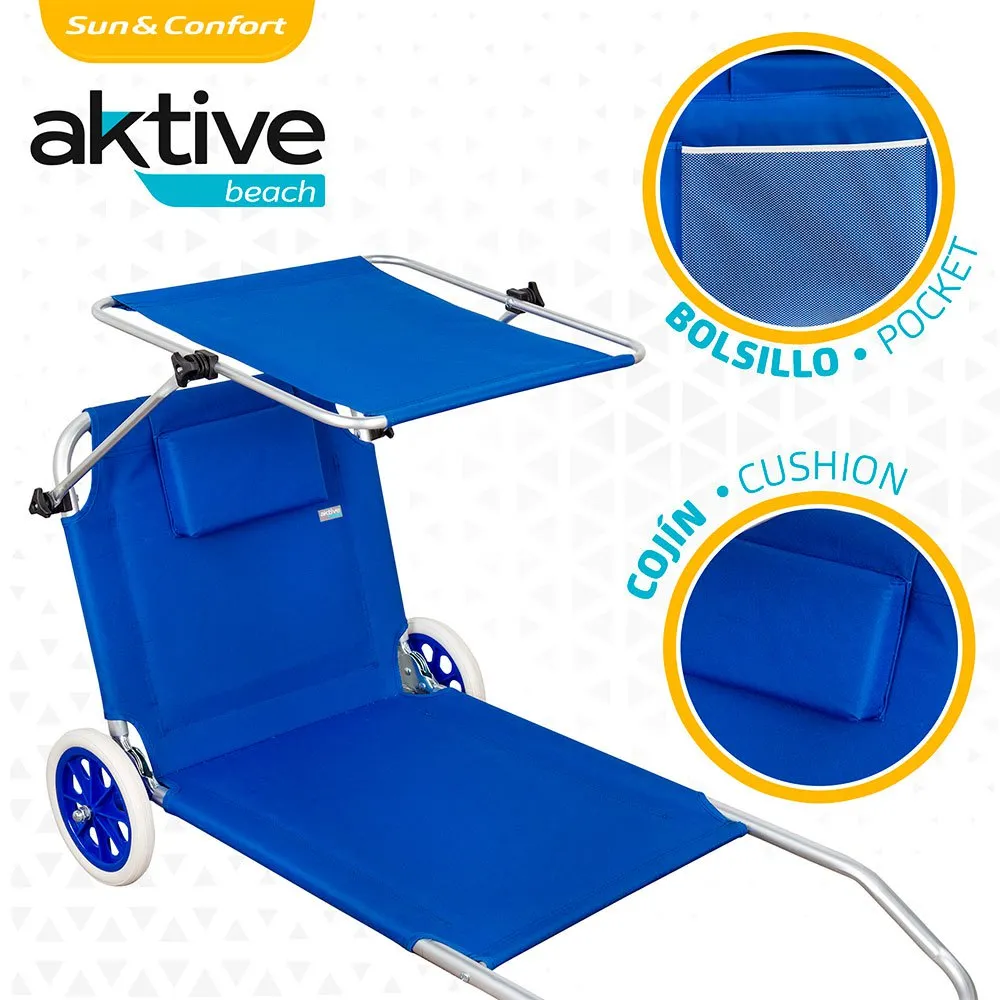 Aktive 2-i-1 Sammenleggbar Strandstol 6x117x6 Cm Refurbished unisex, Blue, One Size Aktive 2-i-1 Sammenleggbar Strandstol 6x117x6 Cm Refurbished unisex, Blue, One Size