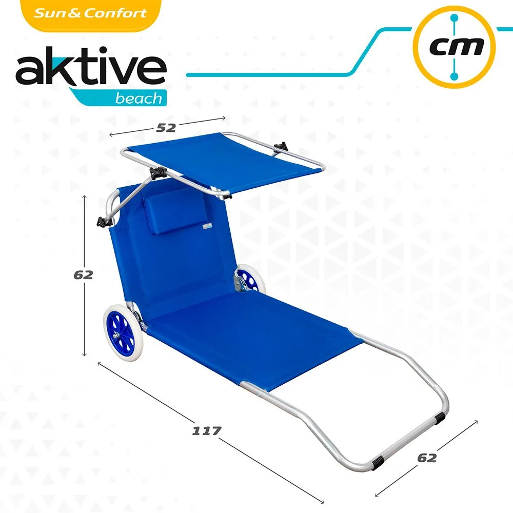 Aktive 2-i-1 Sammenleggbar Strandstol 6x117x6 Cm Refurbished unisex, Blue, One Size Aktive 2-i-1 Sammenleggbar Strandstol 6x117x6 Cm Refurbished unisex, Blue, One Size