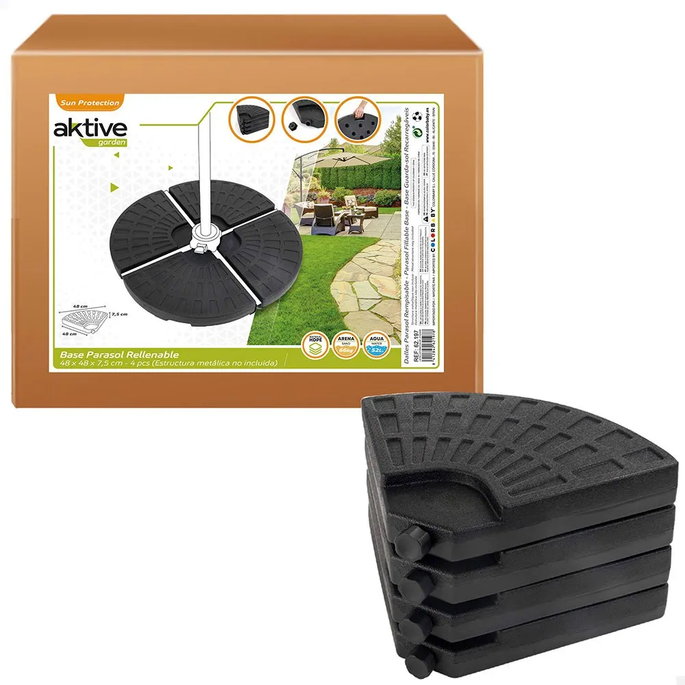 Aktive 4-delt Rundt Påfyllbar Parasollfot unisex, Black, 48 x 48 x 7.5cm