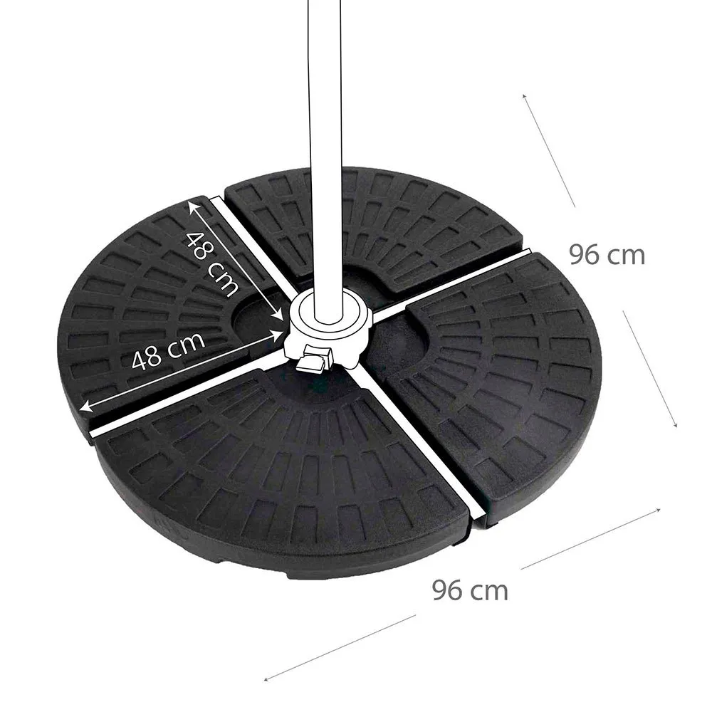 Aktive 4-delt Rundt Påfyllbar Parasollfot unisex, Black, 48 x 48 x 7.5cm