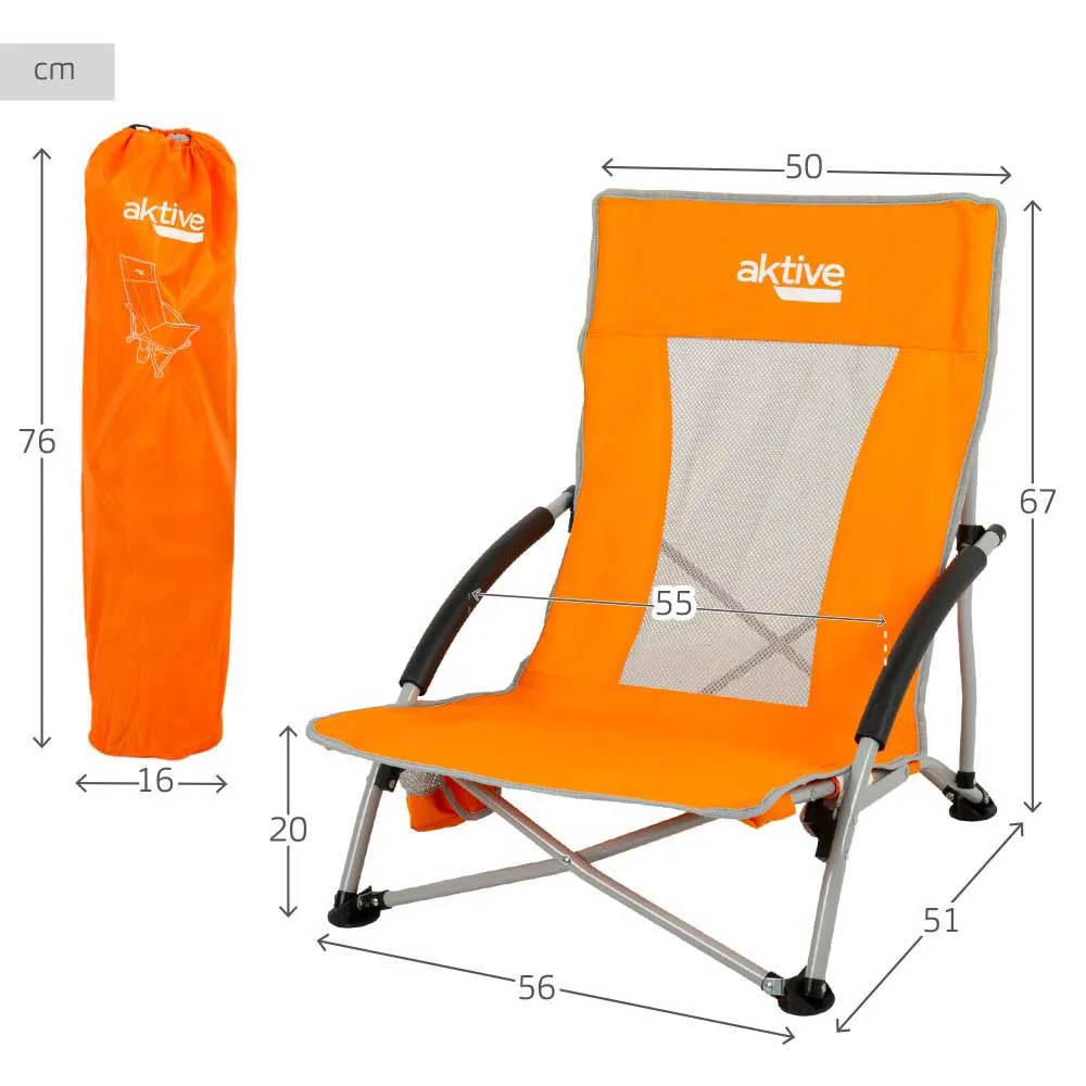 Aktive 46x51x67 Cm Lav Aluminiums Sammenleggbar Stol unisex, Orange, One Size
