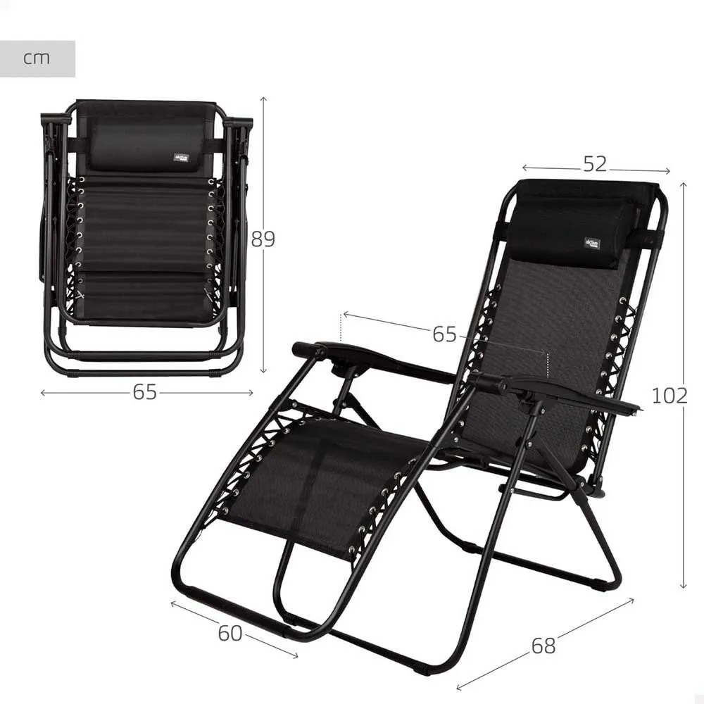 Aktive 61142 Sammenleggbar Stol 0 Tyngdekraft Multiposisjon unisex, Black, One Size