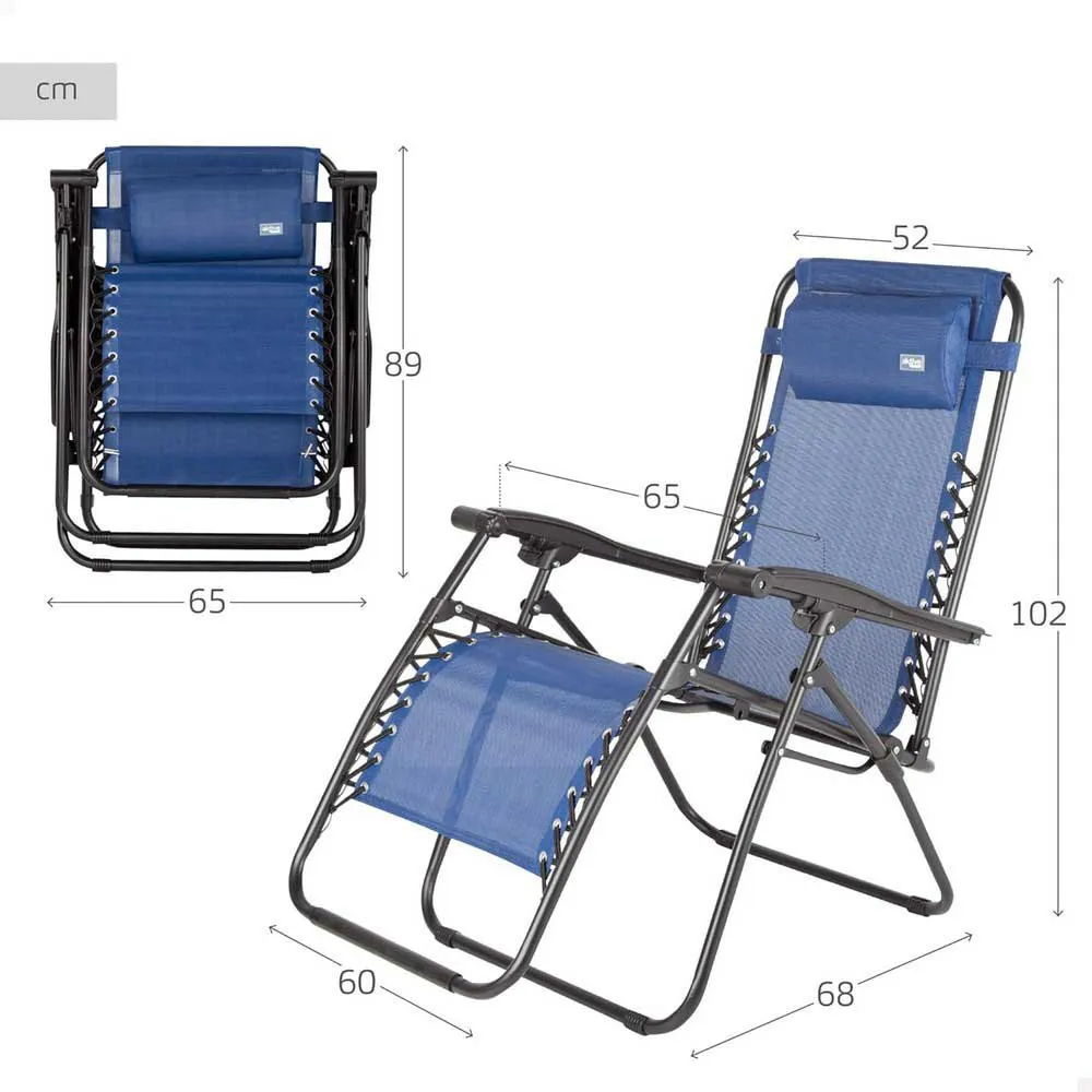 Aktive 61143 Sammenleggbar Stol 0 Tyngdekraft Multiposisjon unisex, Blue, One Size