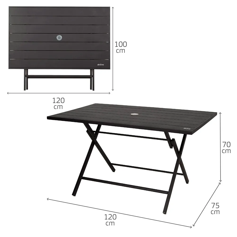 Aktive 61148 Sammenleggbart Campingbord unisex, Multicolour, 121 x 75 x 69cm