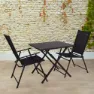 Aktive 61149 Table+2 Armchairs Foldbart Utendørssett, Black, One Size