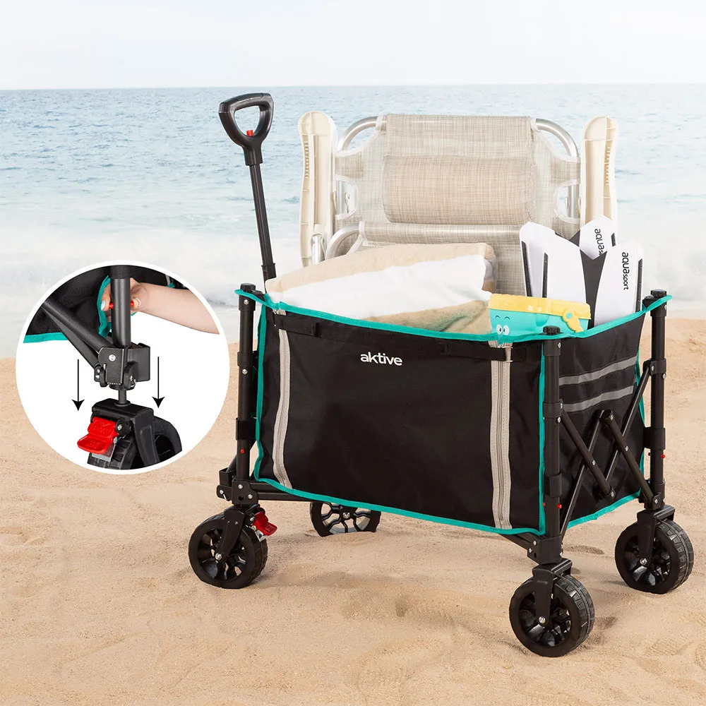 Aktive 62001 70x45x95 Cm Wheel 14 Cm Sammenleggbar Strandvogn unisex, Multicolour, 70 x 45 x 95cm