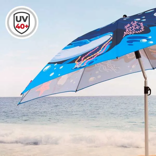 Aktive 62327 Uv40 Ø Vippbar Strandparasoll 200 Cm unisex, Navy, One Size