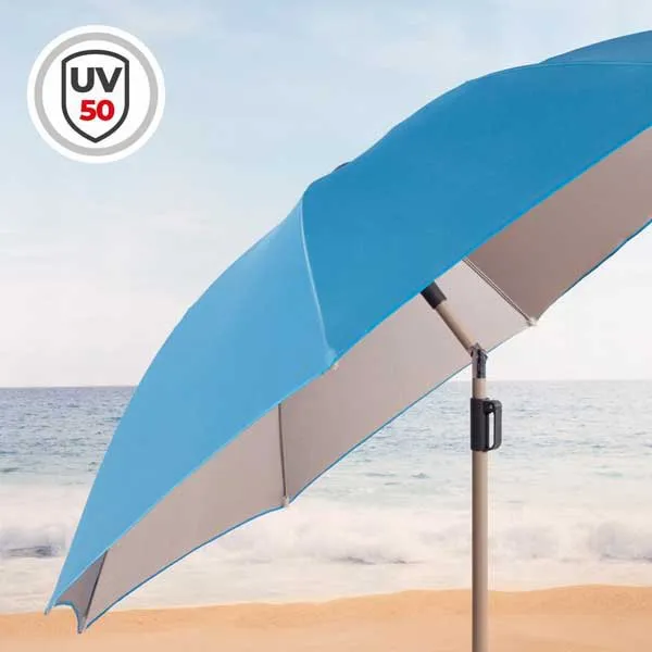 Aktive 62336 Uv50 Ø Stor Tiltbar Strandparasoll 220 Cm unisex, Blue, One Size